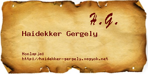 Haidekker Gergely névjegykártya